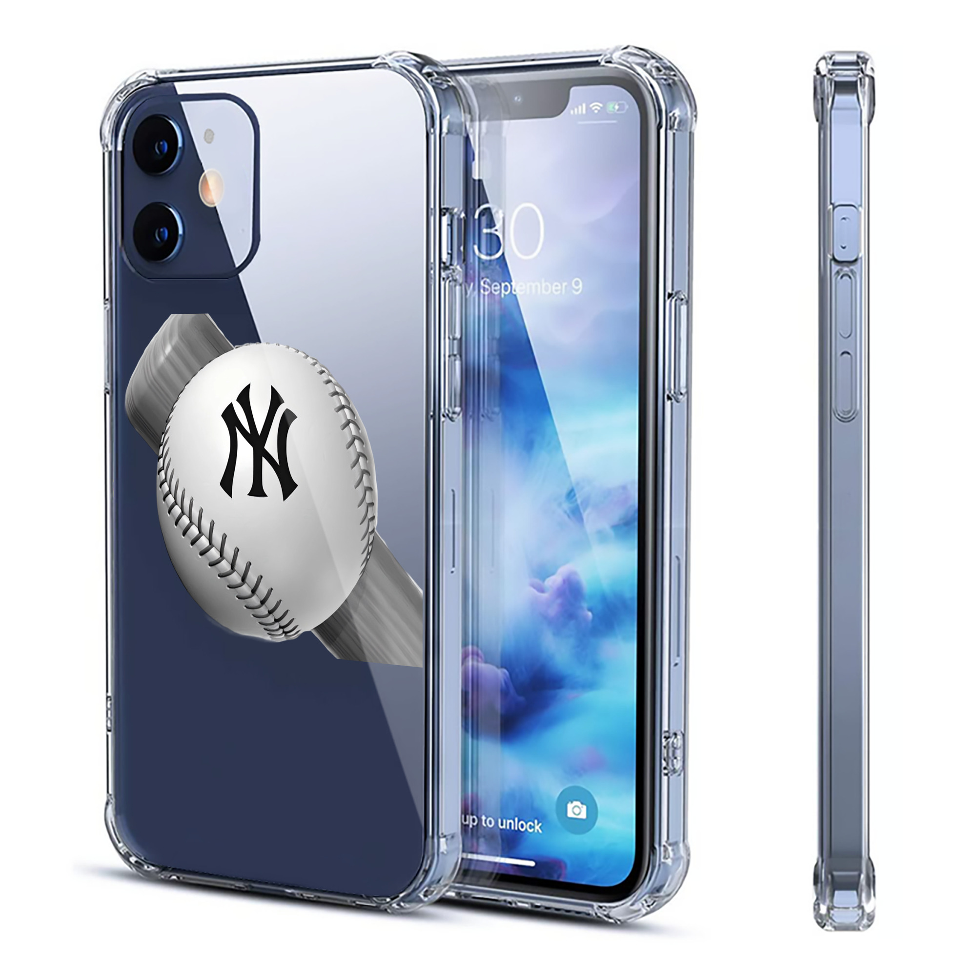 New York Yankees Baseball Clear IPhone 12 Case – Soft TPU With UV Print – Enhanced Drop Protection, Precise Fit, Anti-Fingerprint, Customizable Design, Scratch-Resistant, Yellow-Resistant